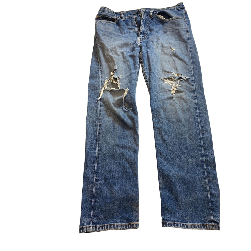 Levi's 505 Regular Fit Jeans‎ W34 L30 Distressed Blue Denim Mens